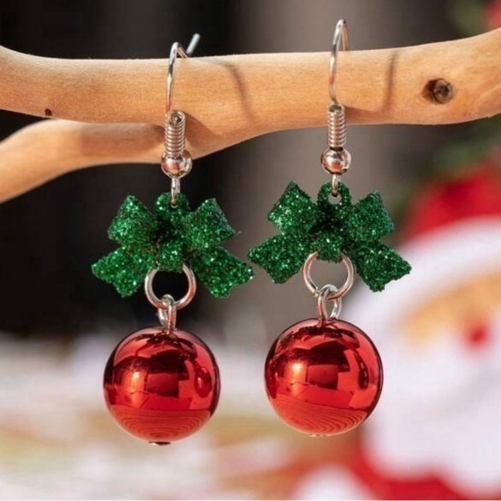 Cute Christmas Bow Ornament Earrings BRAND NEW